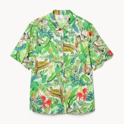 Chemisier de nuit imprimé en coton - Vert