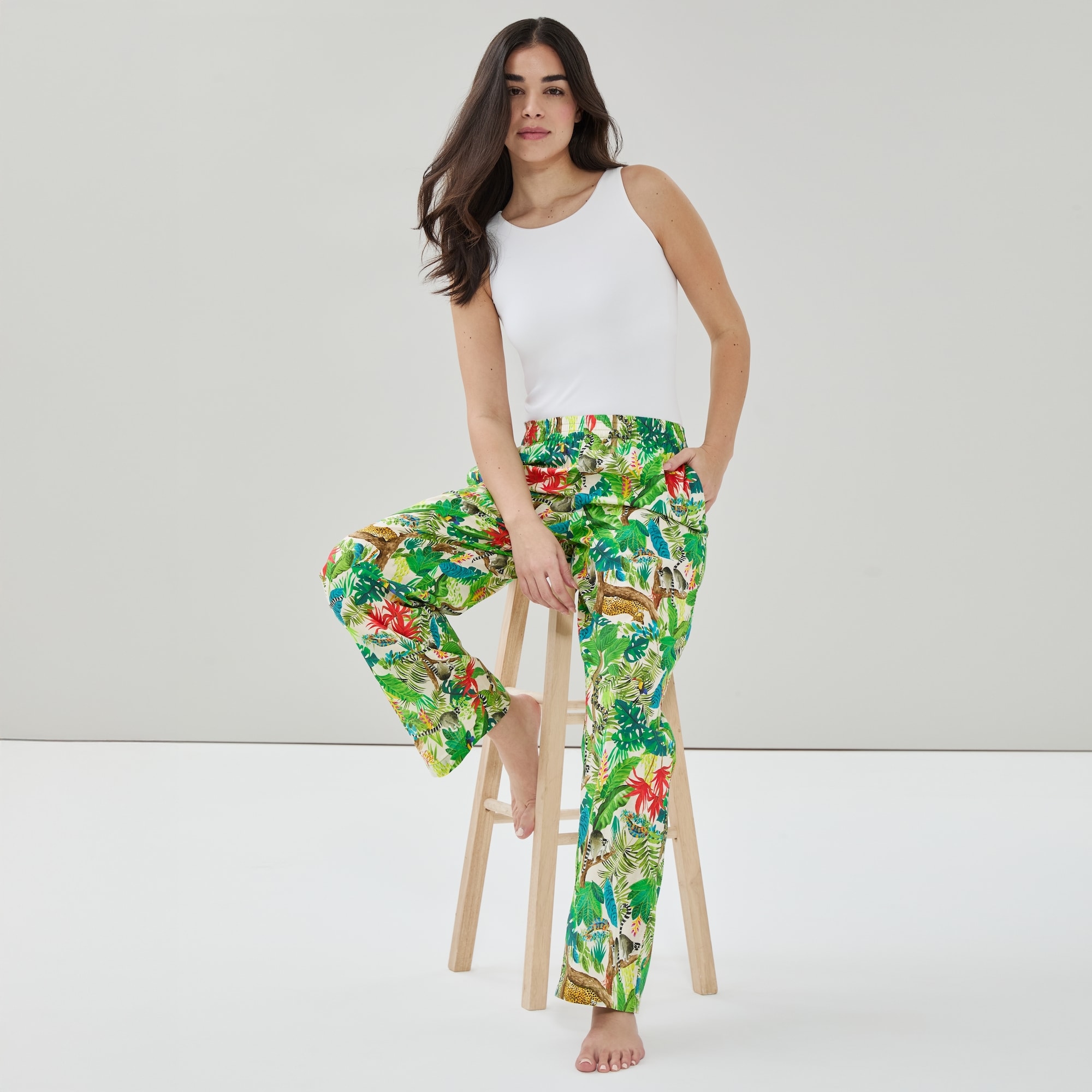 Pantalon de nuit imprimé en coton