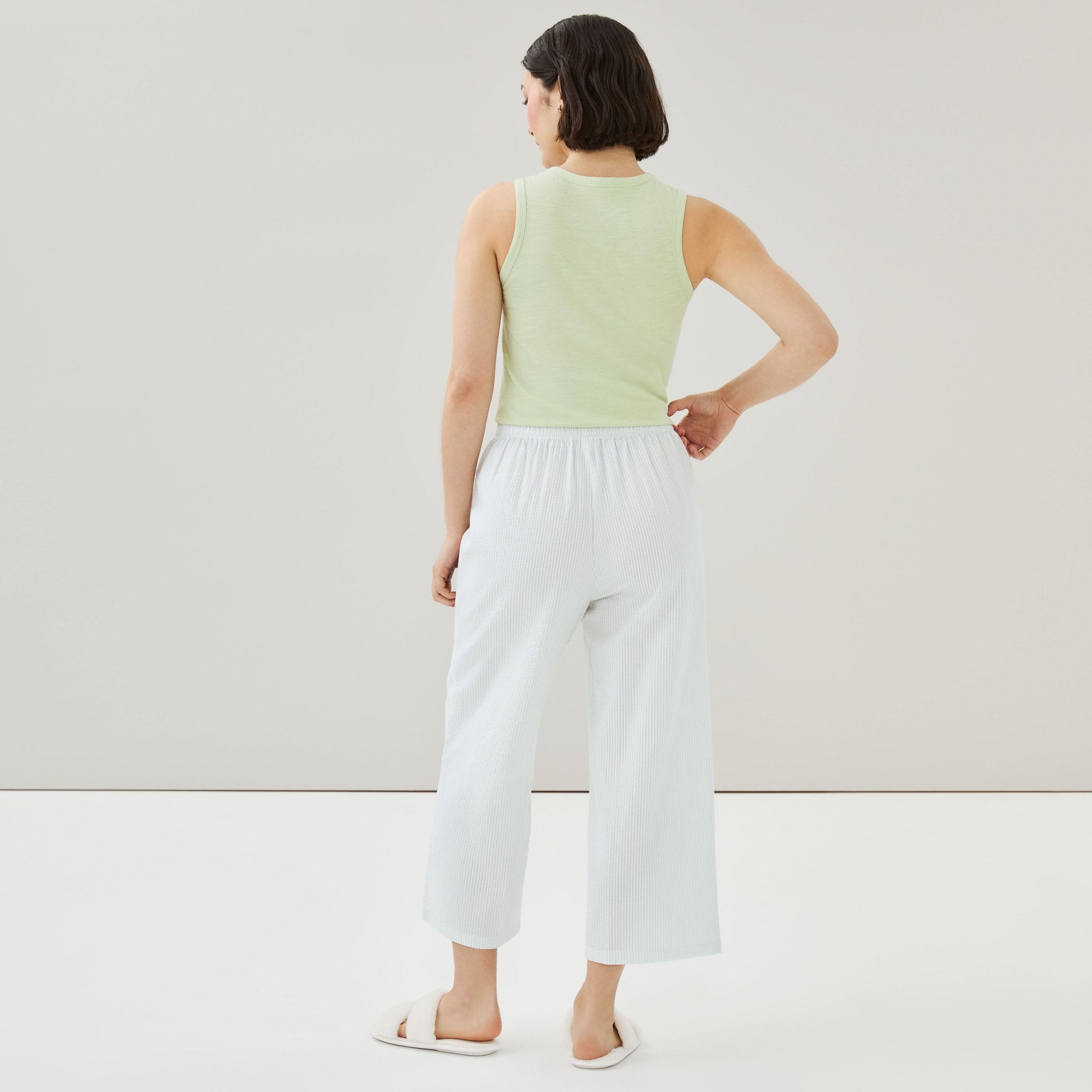 Seersucker Cropped Sleep Pant
