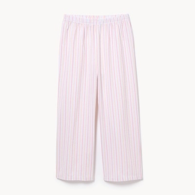 Seersucker Cropped Sleep Pant - White