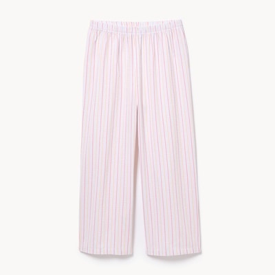 Seersucker Cropped Sleep Pant - White