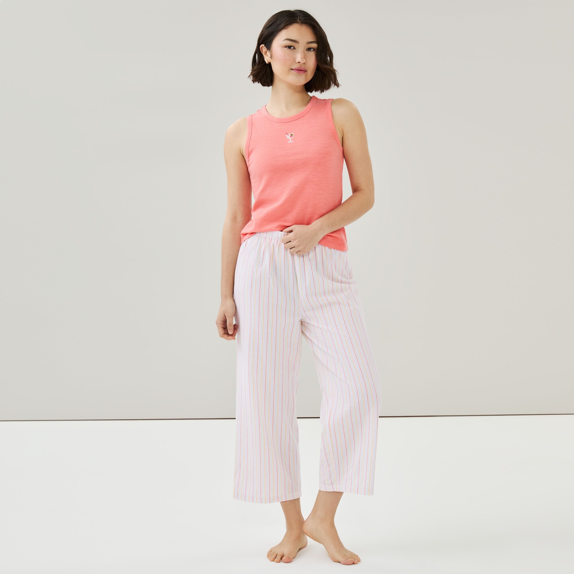 Pantalon court de nuit en tissu gaufré