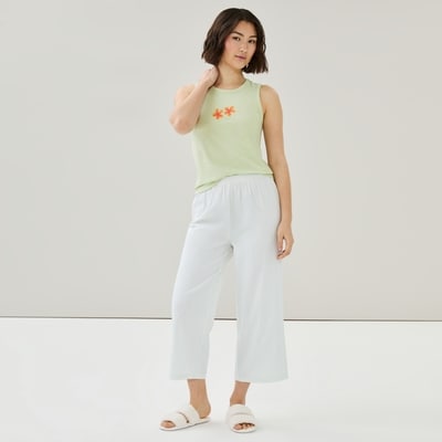 Pantalon court de nuit en tissu gaufré - Vert
