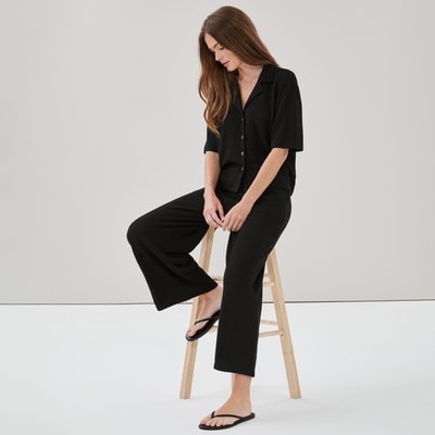 Relaxed Camp Collar Shirt - JF Black