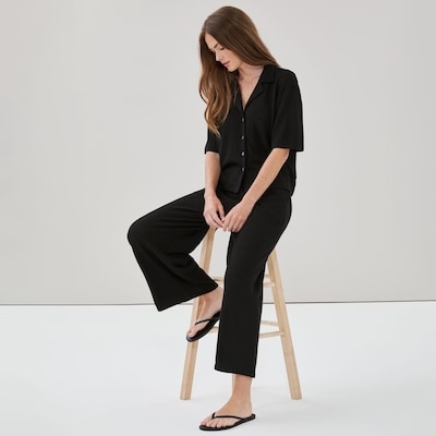 Relaxed Camp Collar Shirt - JF Black