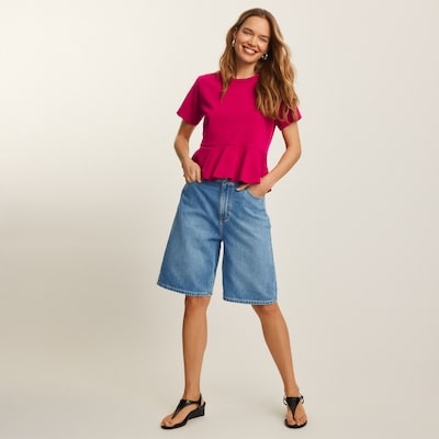 Peplum T-Shirt - Dark Pink