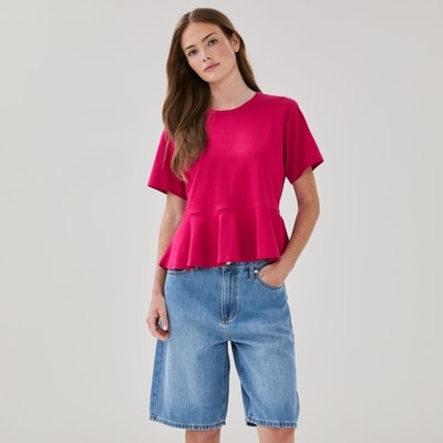 Peplum T-Shirt - Dark Pink