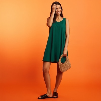 Knit Tank Dress - Dark Green