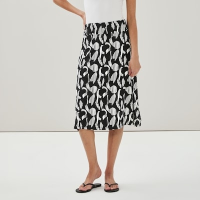 Printed Midi Skirt - Black