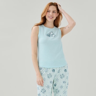 Cami de nuit imprimée - Bleu pâle