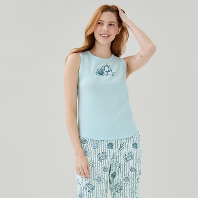 Cami de nuit imprimée - Bleu pâle