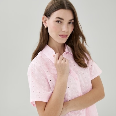 Eyelet Sleep Shirt - Light Pink