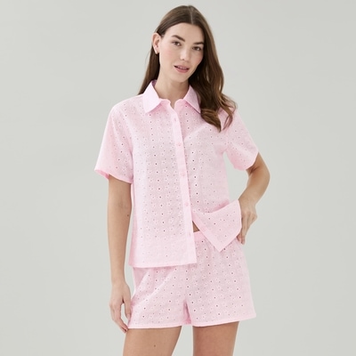 Eyelet Sleep Short - Light Pink