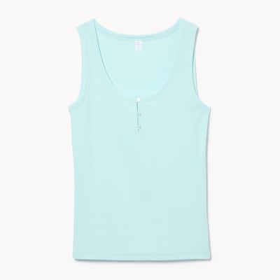 Modal Ribbed Henley Sleep Tank - Pale Blue