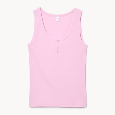Modal Ribbed Henley Sleep Tank - Dusty Pink