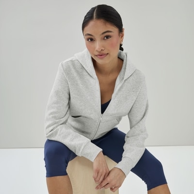 Active Cropped Hooded Jacket - Grey Mix