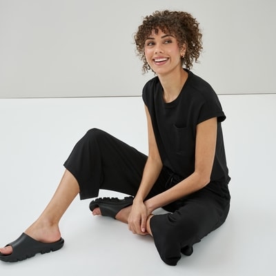 Active Cropped Wide Leg Pant - Black