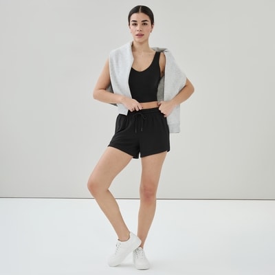 Short sport en ratine bouclée - Noir