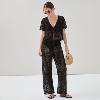 Crochet Cover-Up Pant - Black