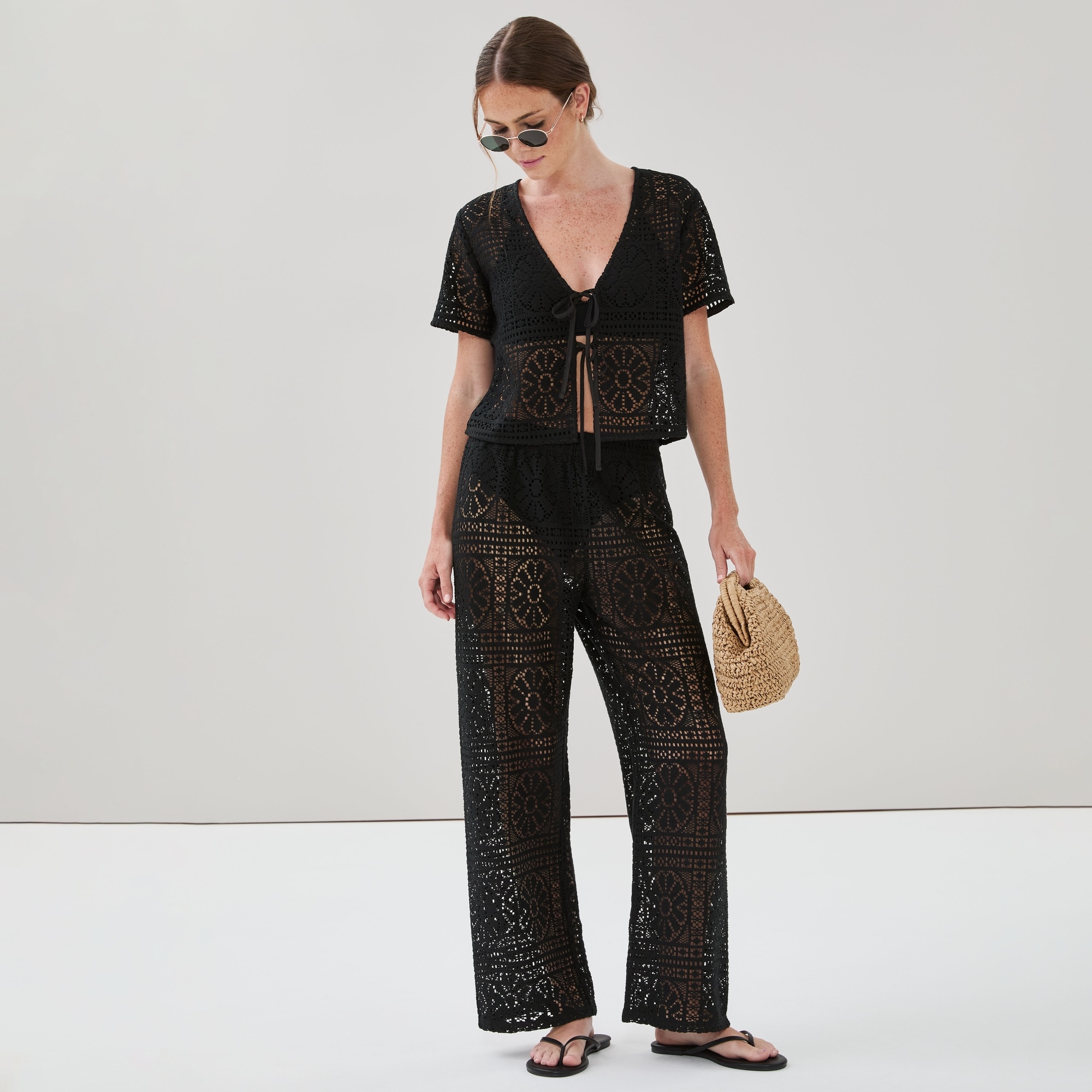 Crochet Cover-Up Pant in Black from Joe Fresh