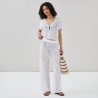 Crochet Cover-Up Pant - White