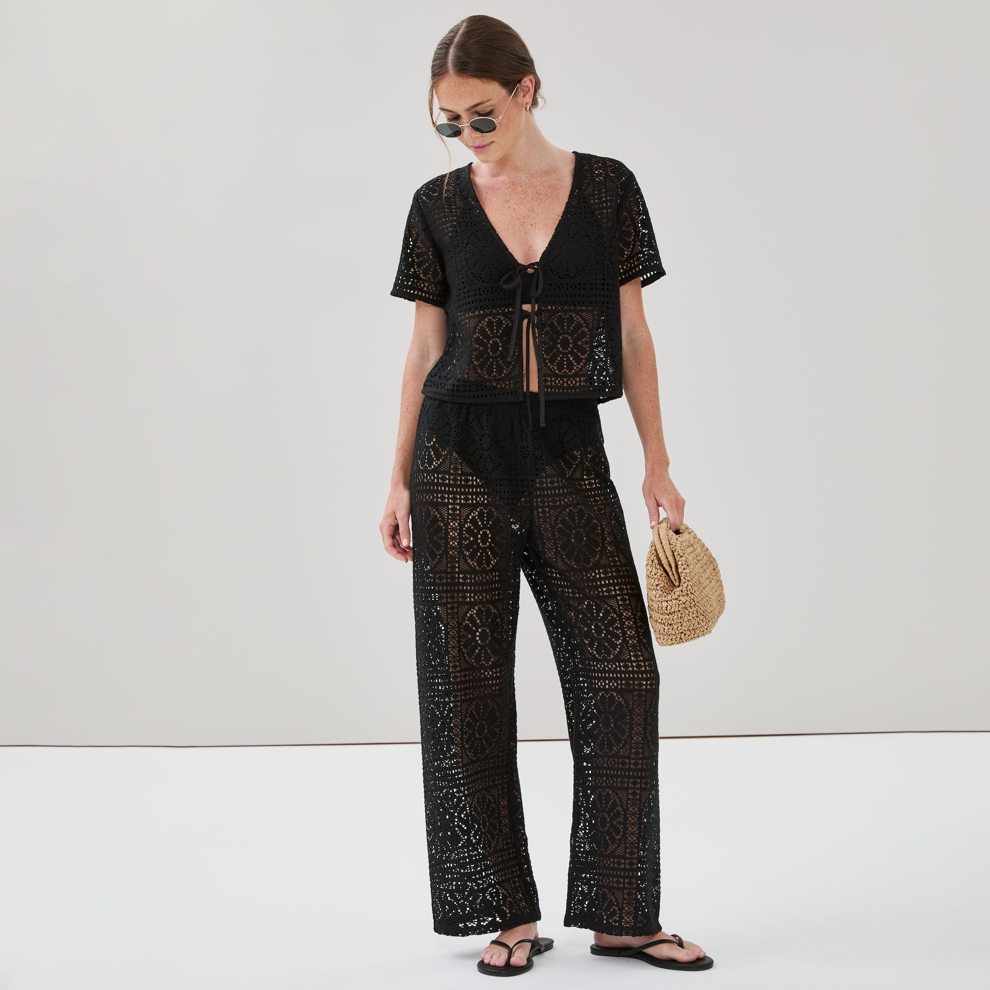 Crochet Cover-Up Pant in Black from Joe Fresh
