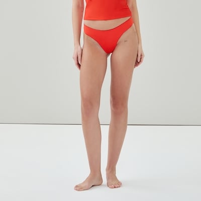 Bas de bikini festonné - Rouge Vif