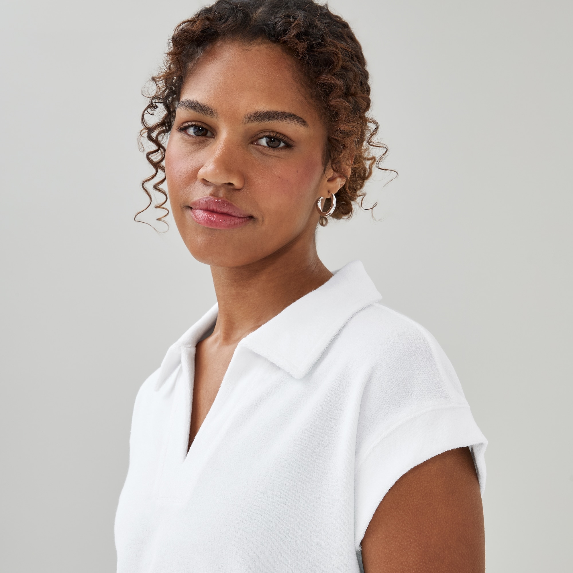 Terry Cover-Up Polo in White from Joe Fresh