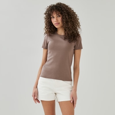 Organic Cotton Crewneck T-Shirt - Dark Taupe