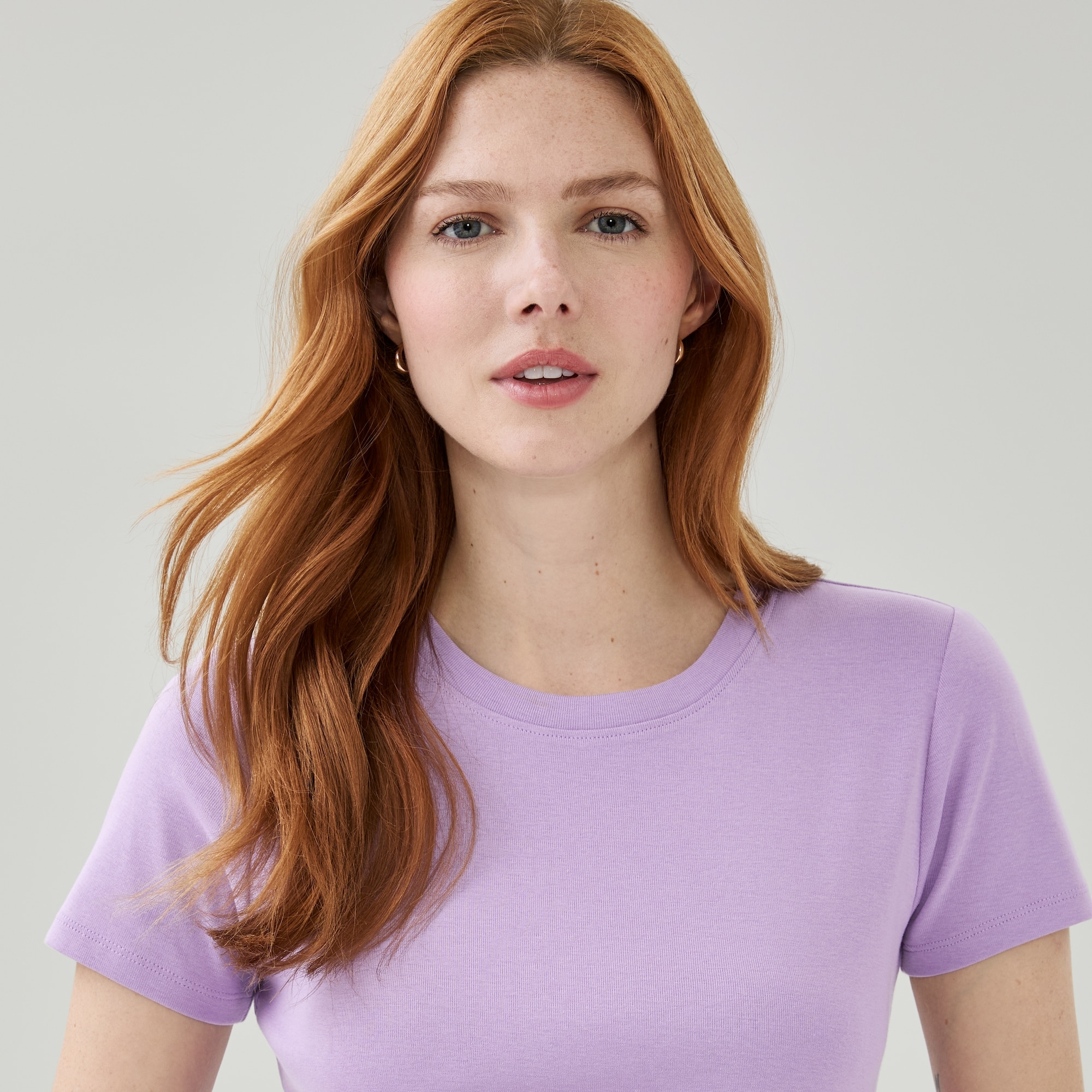 Organic Cotton Crewneck T-Shirt in Light Purple from Joe Fresh