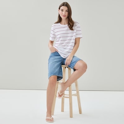 Striped Relaxed T-Shirt - Purple