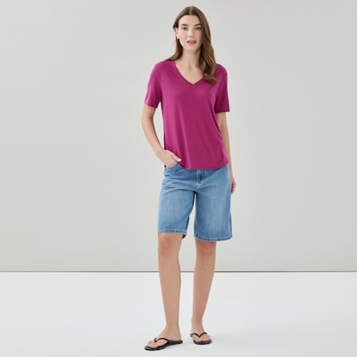 Relaxed V-Neck T-Shirt - Purple Cabbage