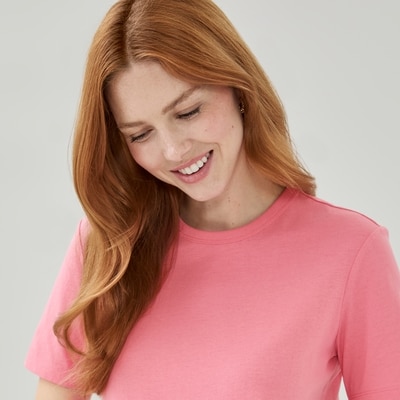 T-shirt ras du cou - Corail