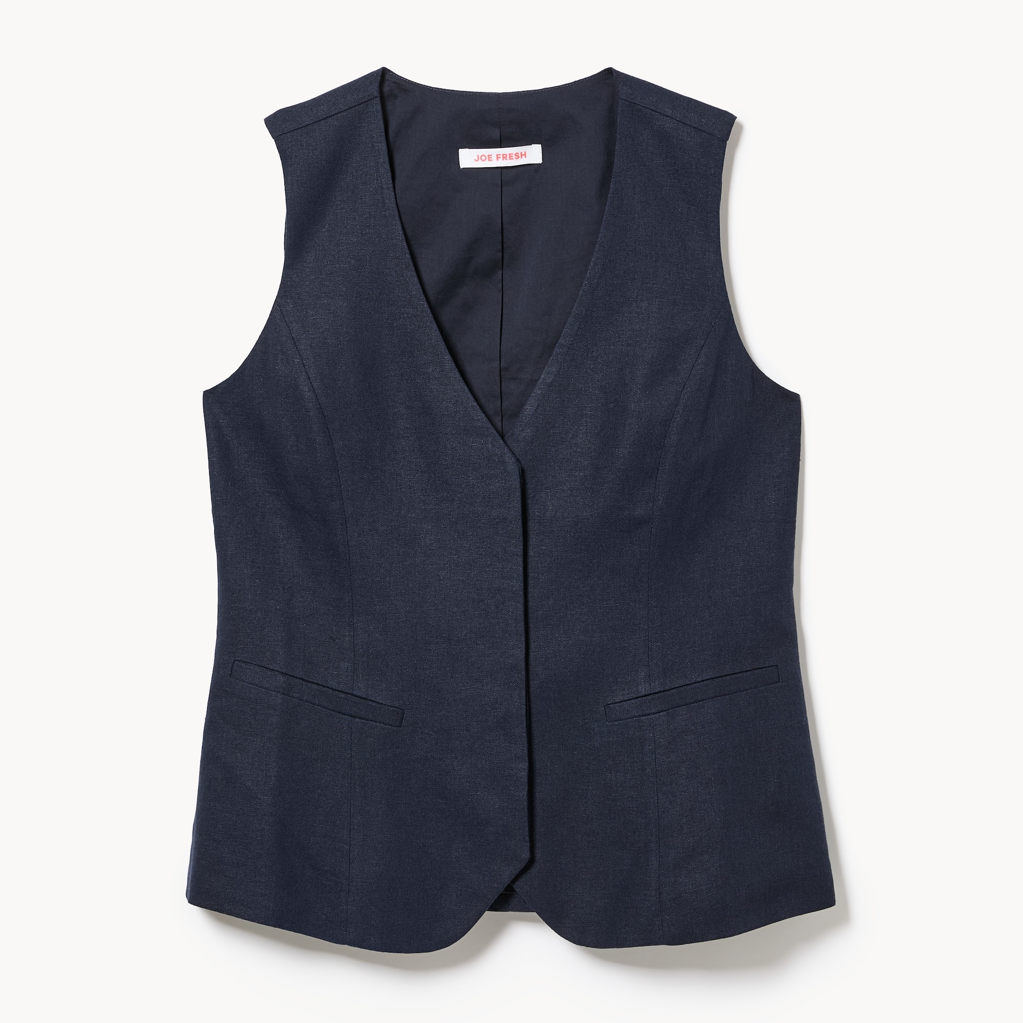 roughlow frill vest(NAVY)新品未使用 Linen Blend Vest in Dark Navy from Joe Fresh