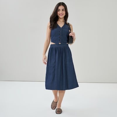 Veste à licou en denim - Laver Foncé
