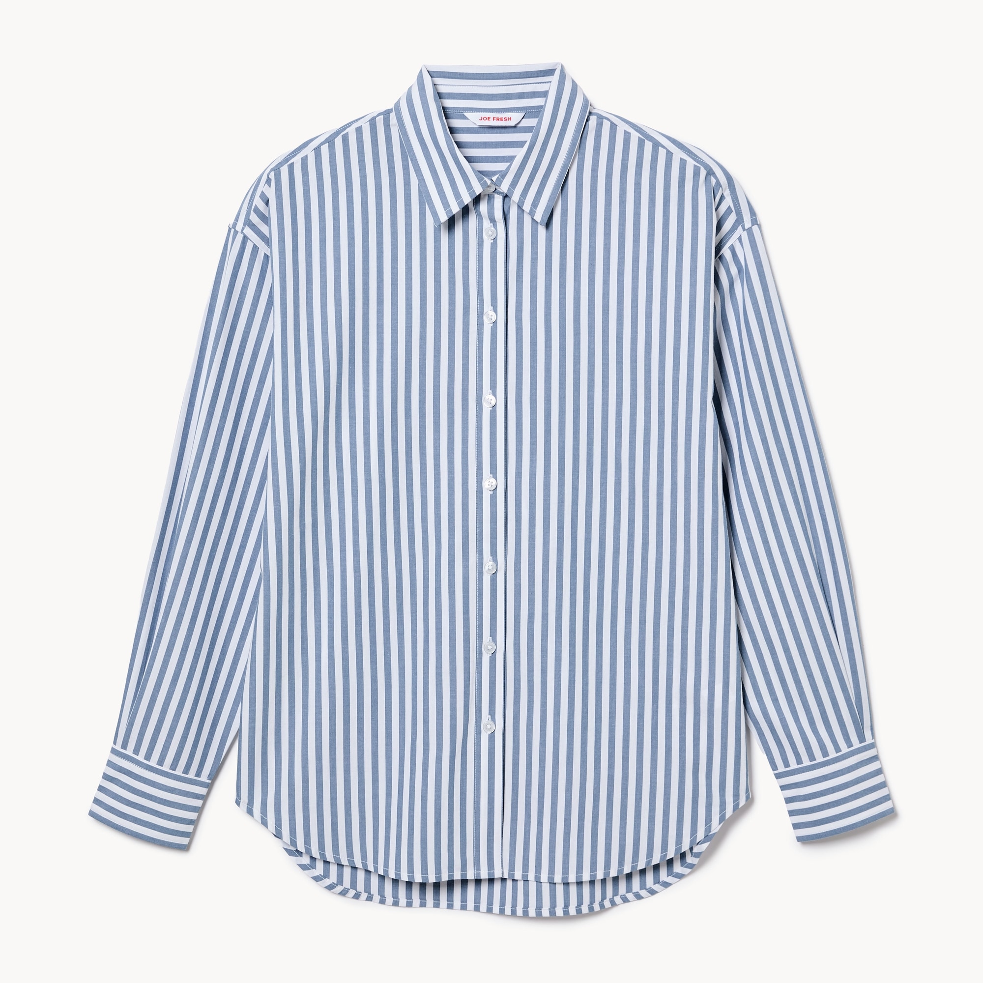 Women+ Oversized Button-Up Shirt in Blue from Joe Fresh