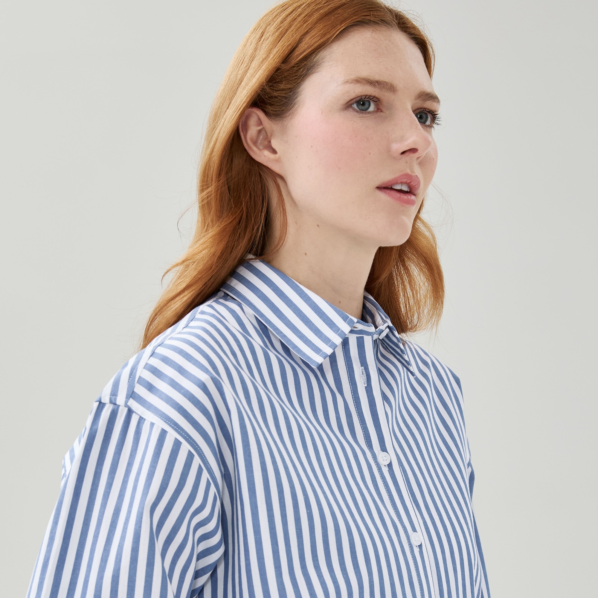 Oversized Button-Up Shirt in Blue from Joe Fresh
