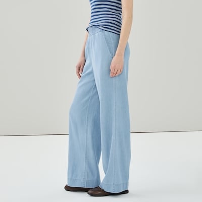 Pantalon sans attache en chambray délavé clair - Laver Pâle