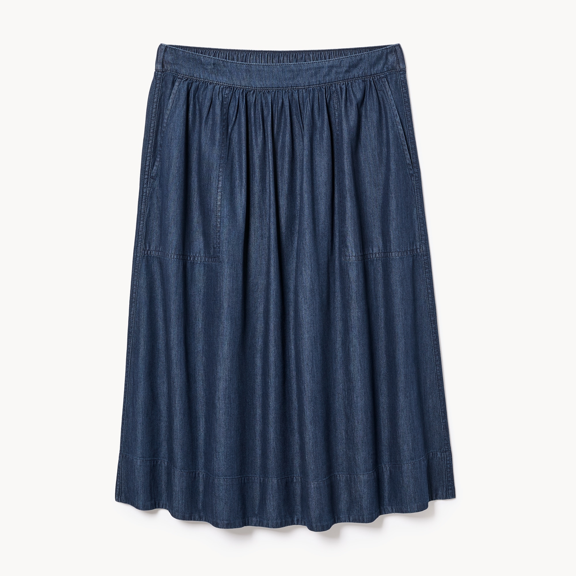 Chambray Dark Wash Midi Skirt in Dark Wash from Joe Fresh