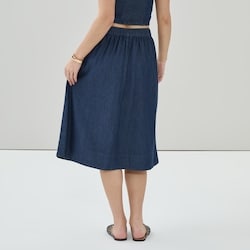 Joe Fresh Chambray Dark Wash Midi Skirt - 1 ea | Dominion Stores