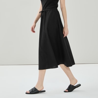 Jupe midi en lin - Noir JF