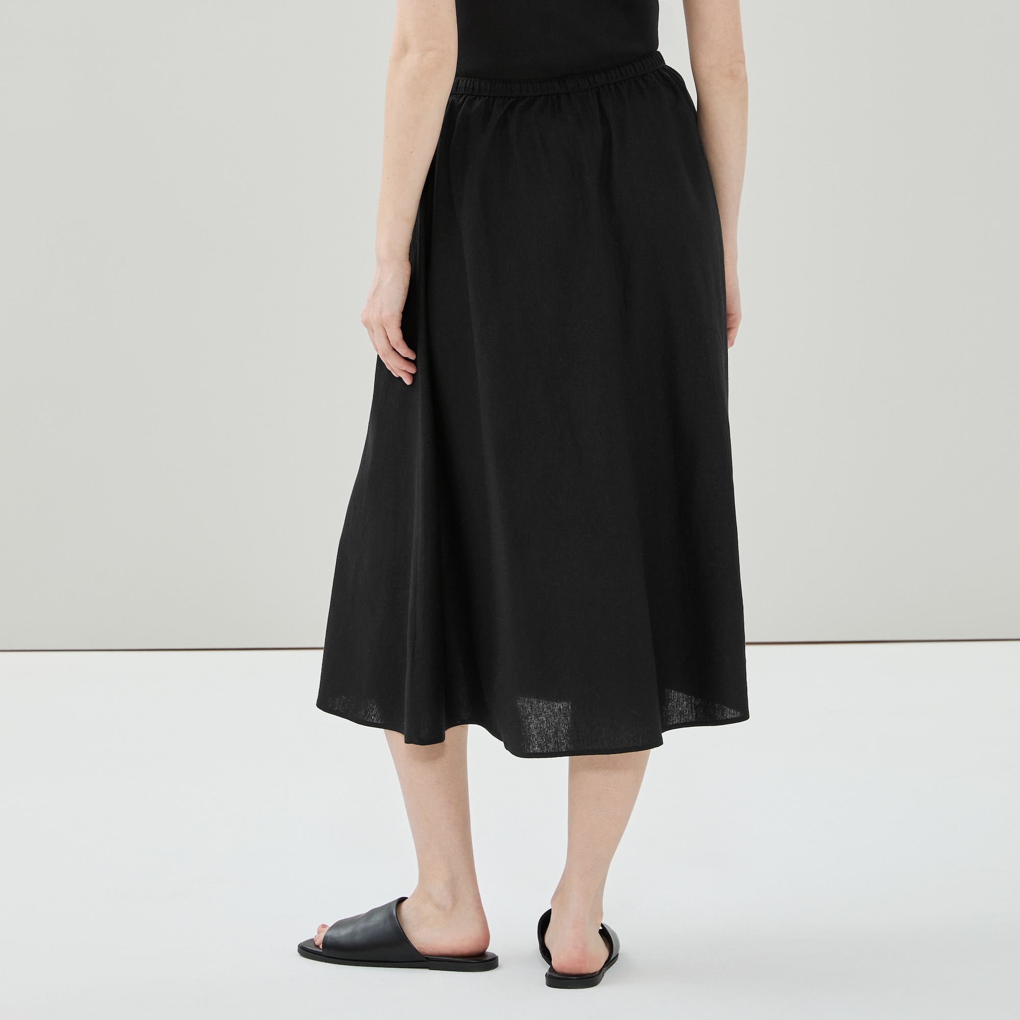 Linen Midi Skirt in JF Black from Joe Fresh