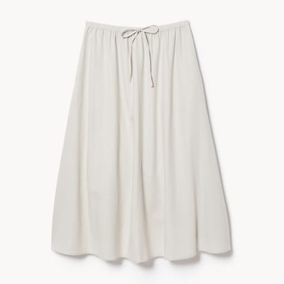 Linen Blend Midi Skirt - Linen