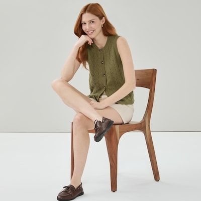 Sleeveless Cardigan - Dusty Green