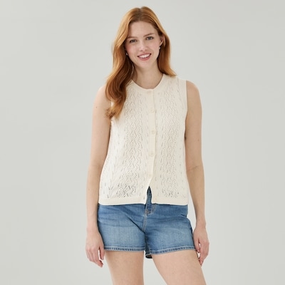 Cardigan sans manches - Crème