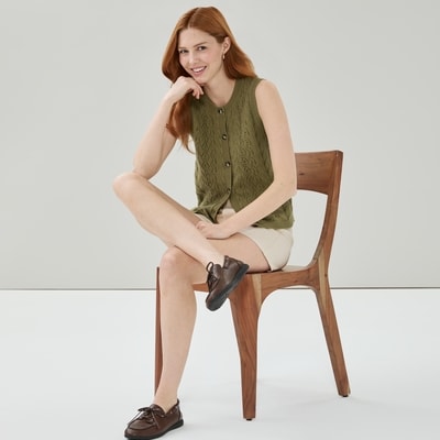 Sleeveless Cardigan - Dusty Green