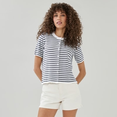 Striped Cardigan - Navy