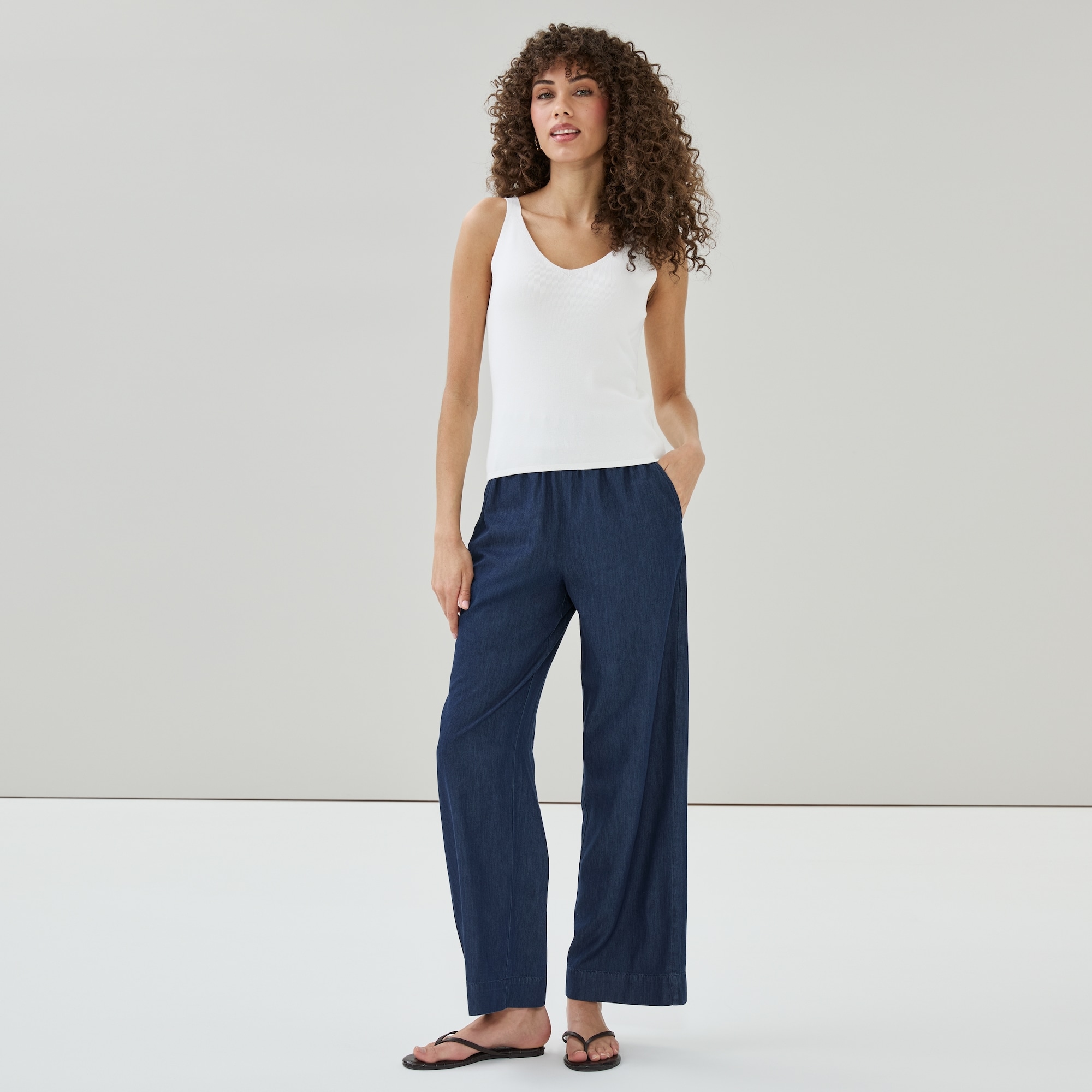 Knit V-Neck Tank in Bright White from Joe Fresh