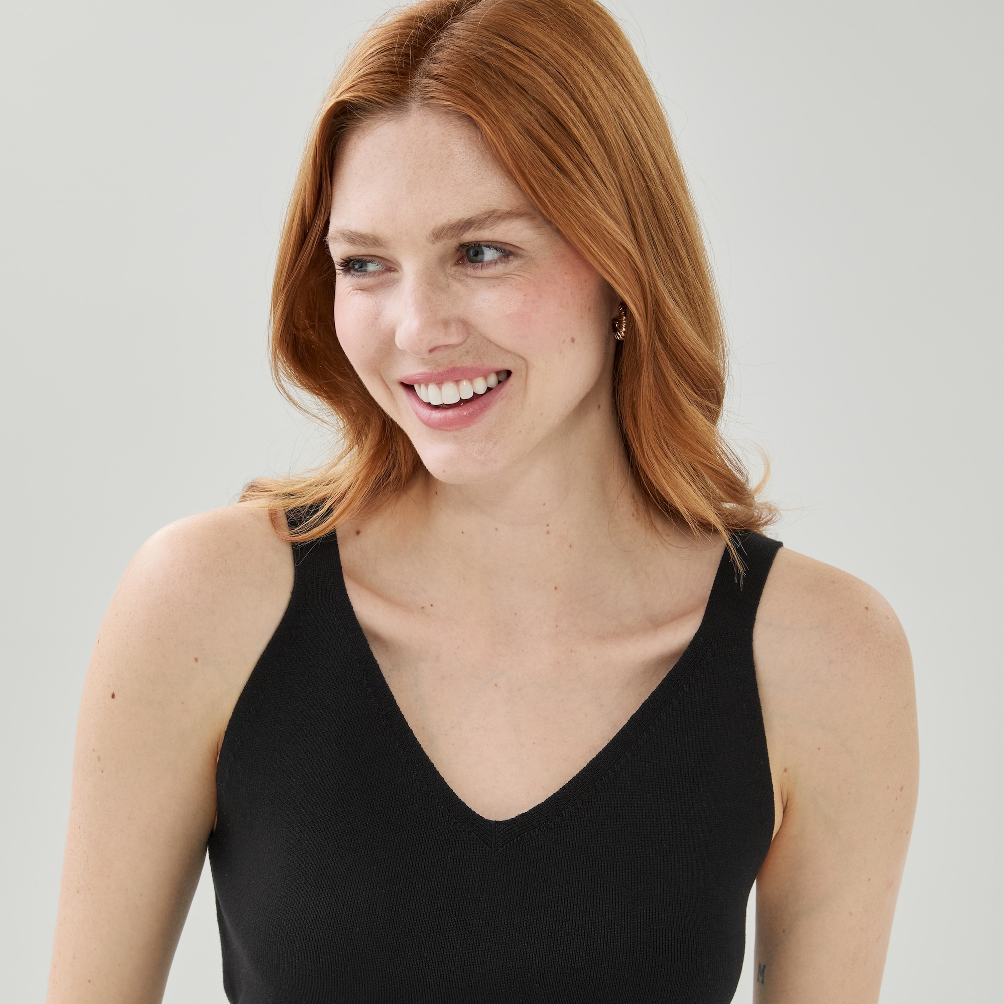 Knit V-Neck Tank in JF Black from Joe Fresh