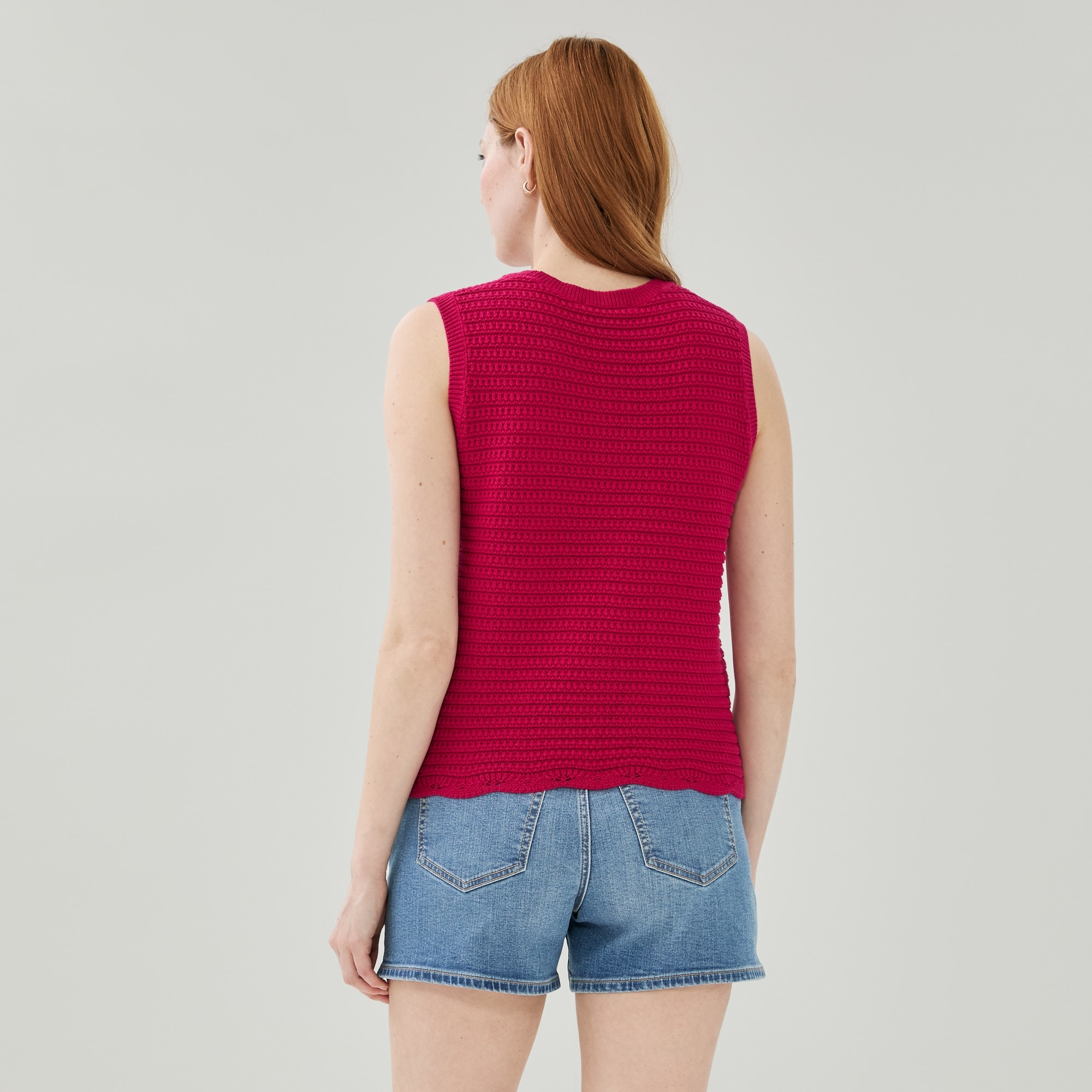 Novelty Crochet Tank in Dark Pink from Joe Fresh